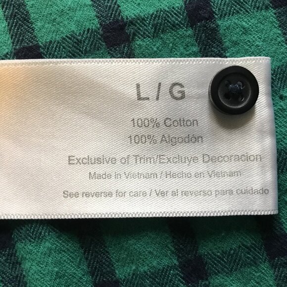 Eddie Bauer Green & Blue Windowpane Button Down Flannel Shirt - Picture 5 of 11